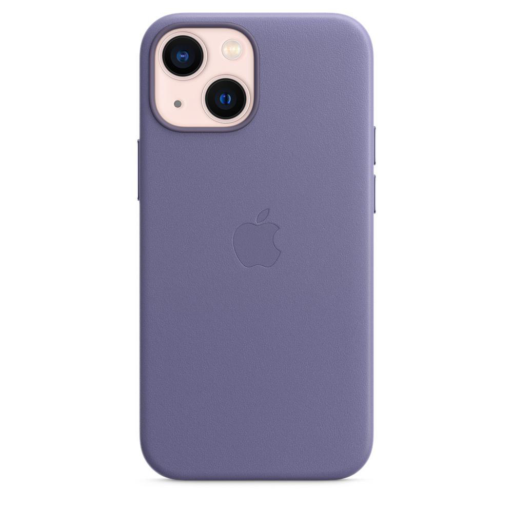 Lila iPhone-Hülle mit Apple-Logo. Die Kamera des Telefons ist sichtbar.