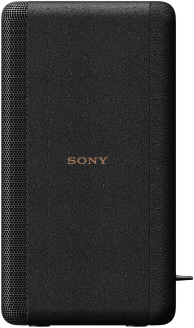 Egy fekete hangszóró SONY logóval. A hangszóró texturált felülettel rendelkezik.