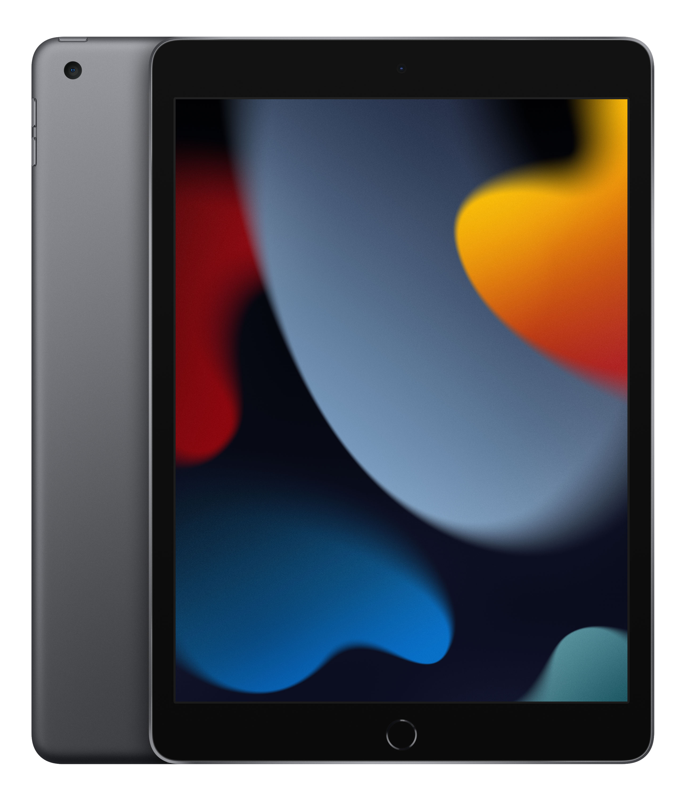 iPad noir avec écran coloré. Un second iPad est derrière.