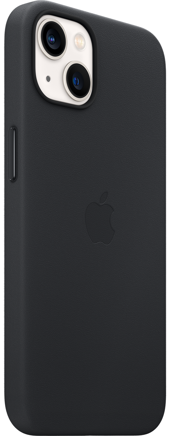 Een zwarte telefoonhoes met een Apple-logo op de achterkant.