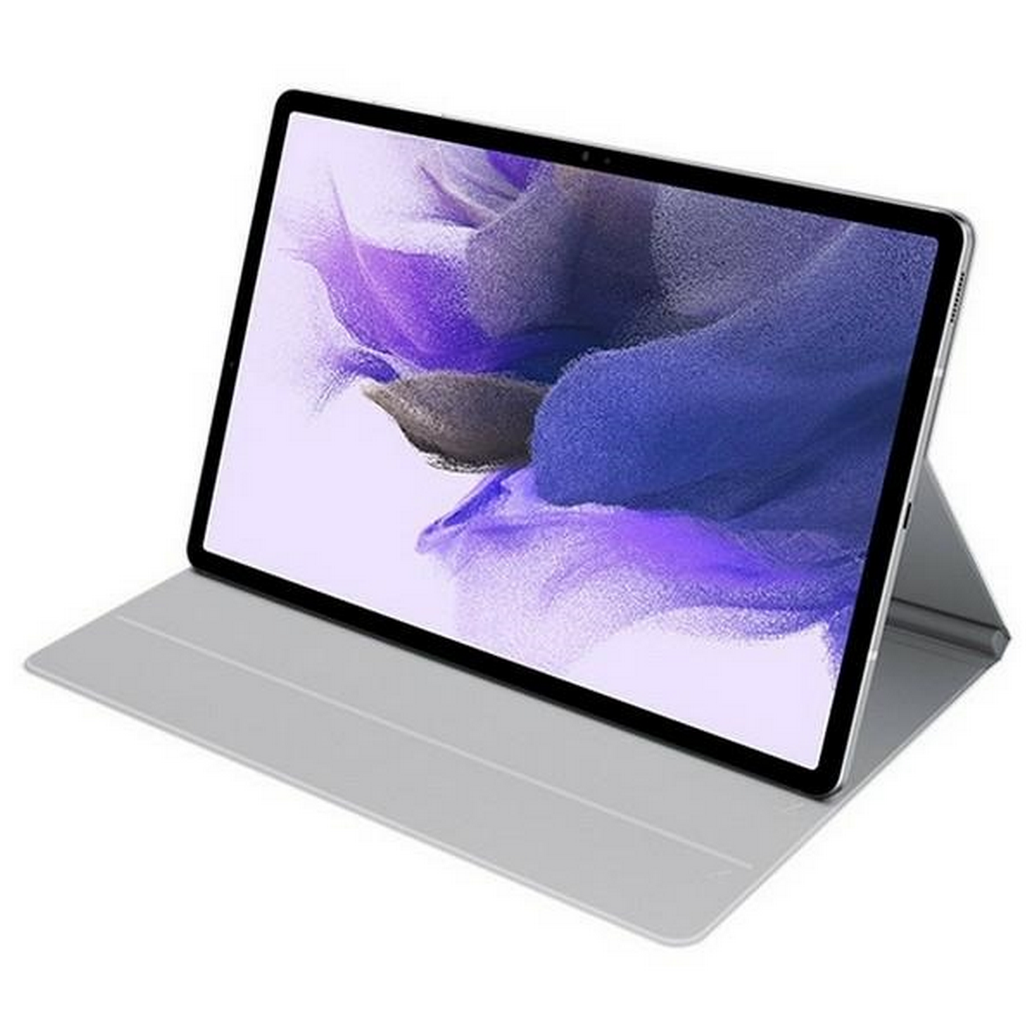 Tableta con una cubierta gris. La pantalla de la tableta muestra una imagen digital.