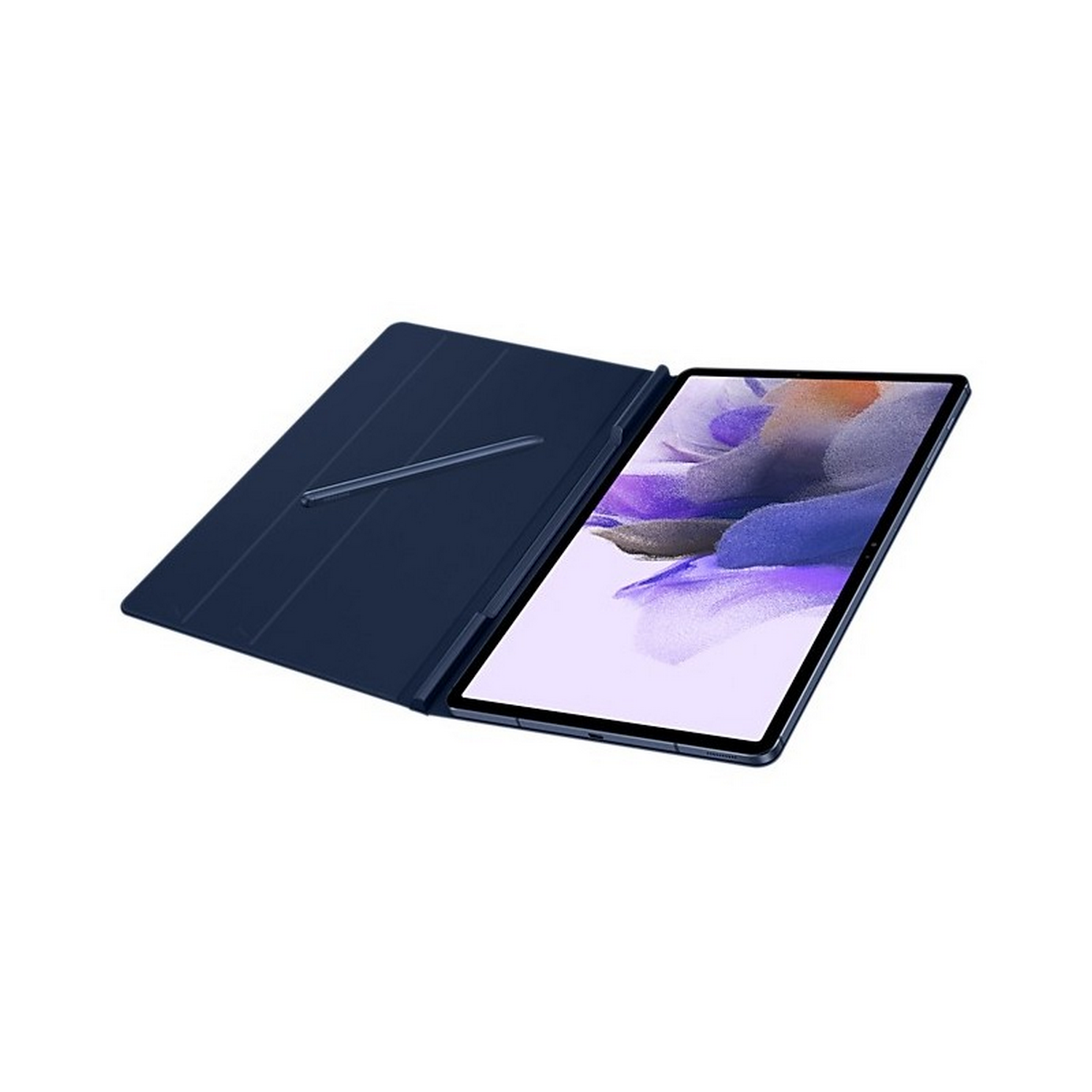 Primer plano del módulo de cámara de un teléfono azul oscuro con dos lentes y un flash.
