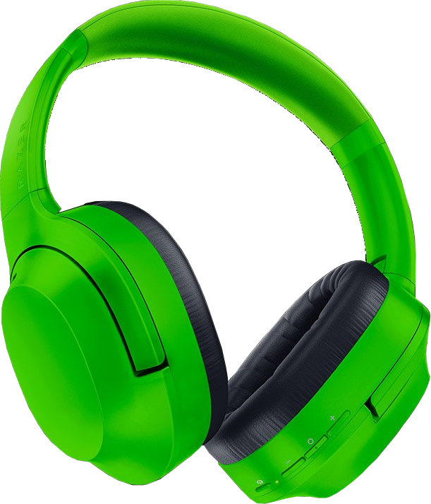 Casque sans fil Razer vert vif. Le casque est sur fond noir.