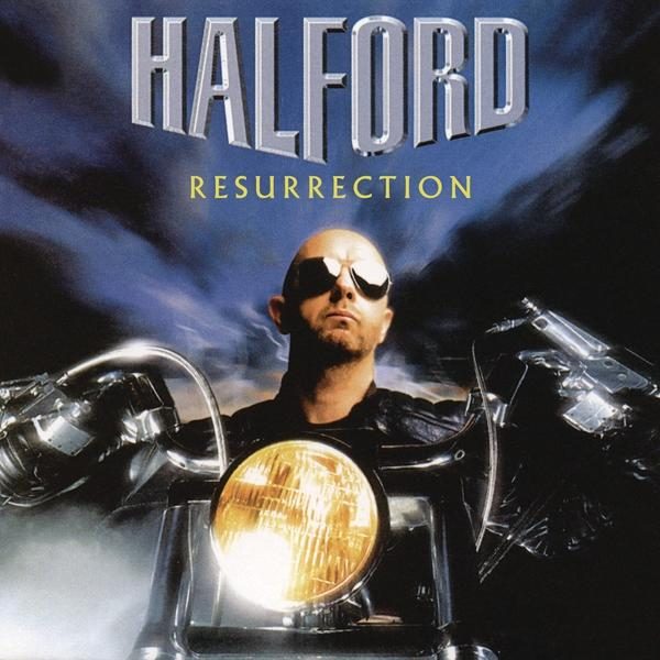 A Halford Resurrection album borítója, egy férfi motoron.