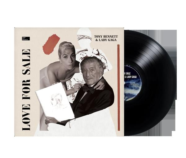 Vinyl lemez borítója Tony Bennett & Lady Gagával. Lady Gaga rajzot tart.