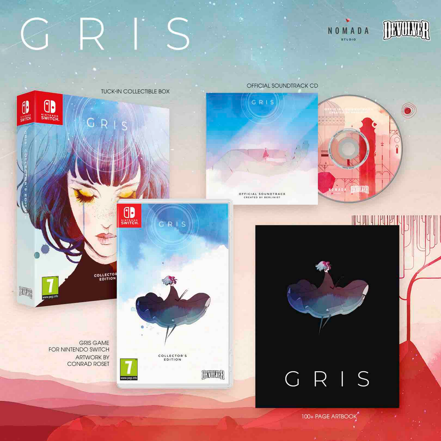 Nintendo Switch Gris Collector's Edition + Ilustración de Conrad Roset + Libro de arte + CD + Caja plegable