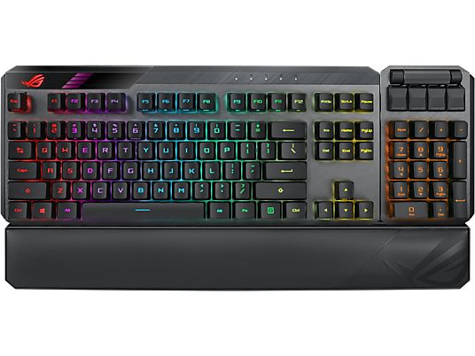 ASUS ROG Claymore II - Tastiera da gioco, Wireless / cablato, QWERTZ, Full size, Opto-Mechanical, Grigio scuro/nero