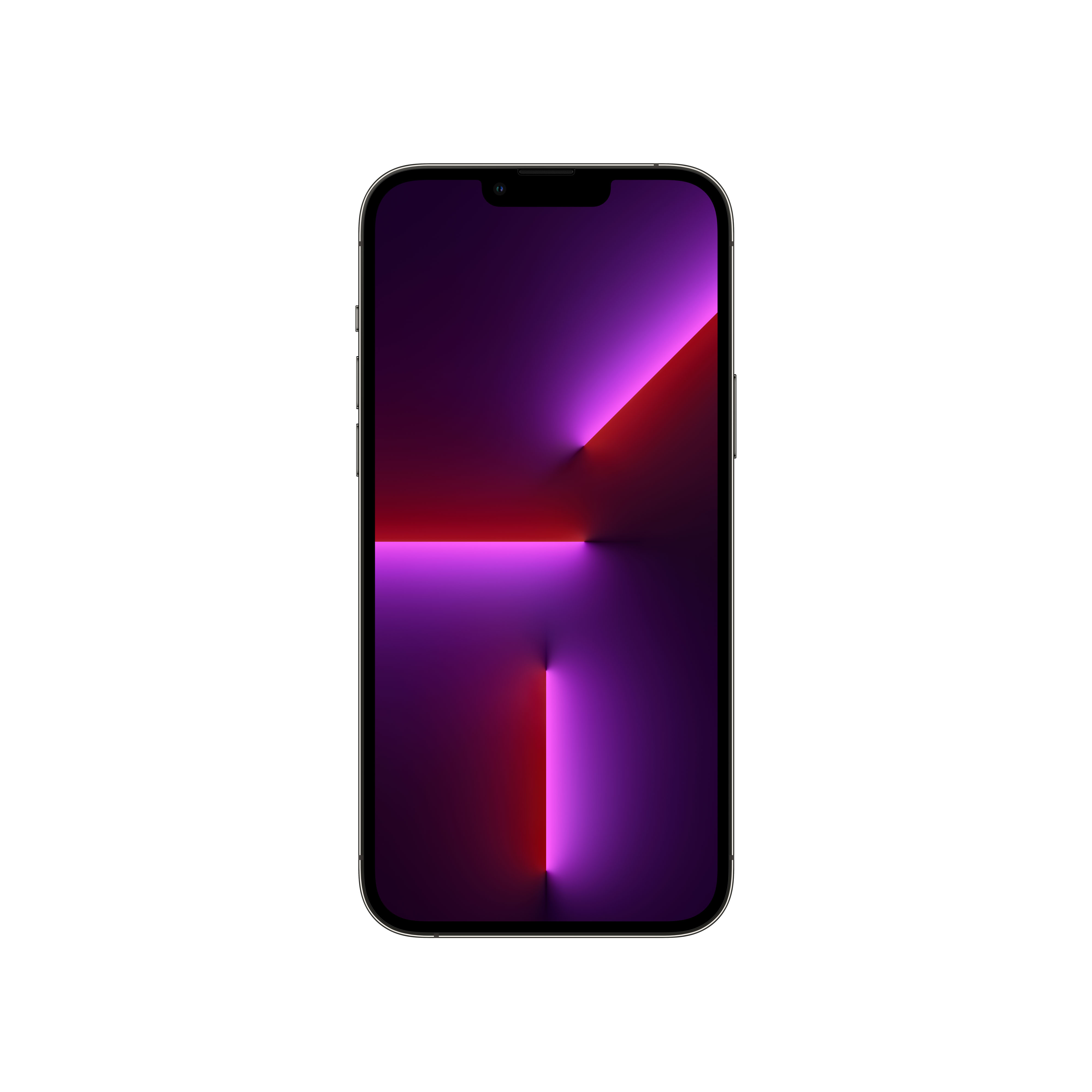 Pantalla de teléfono inteligente que muestra un degradado púrpura y rojo vibrante.