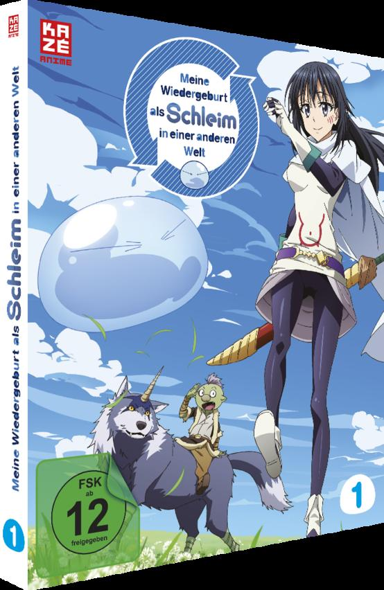 Anime-DVD-Cover mit einem blauen Schleim-Charakter und einem Mädchen mit langen Haaren.