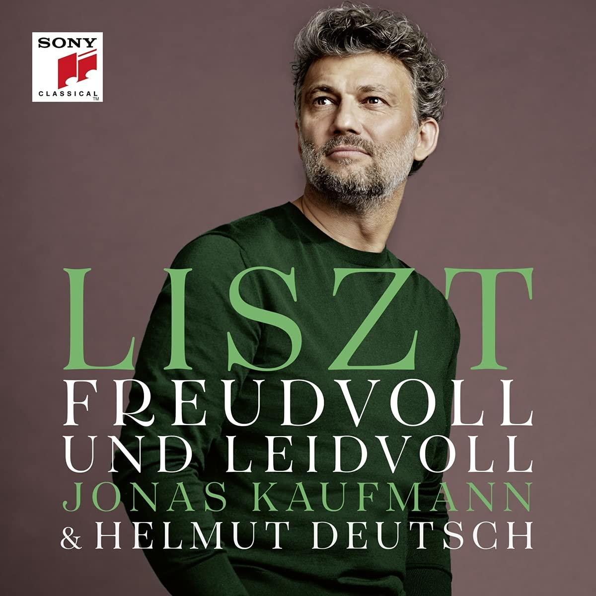 Albumcover. Jonas Kaufmann mit Helmut Deutsch. Titel: Liszt. Brauner Hintergrund.