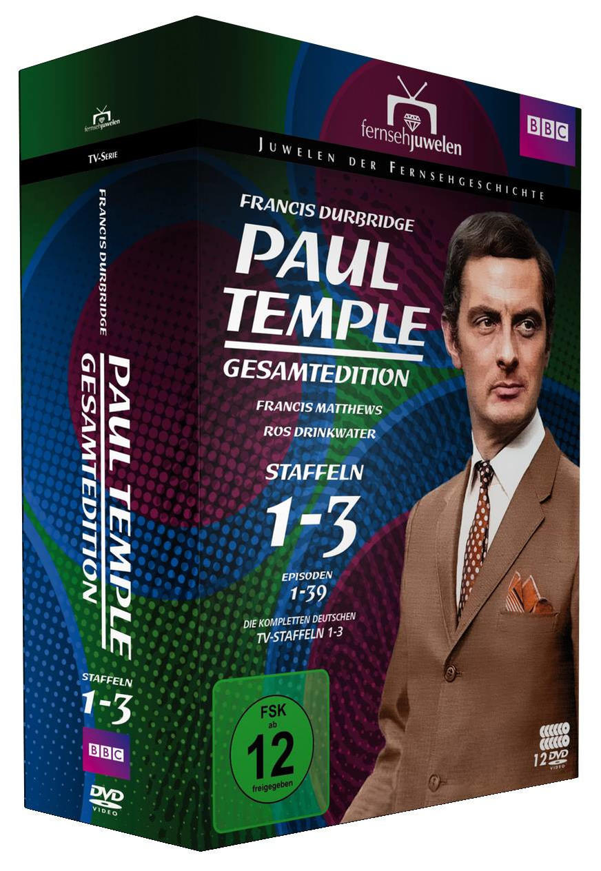 DVD-Box-Set mit dem Gesicht eines Mannes und dem Titel 'Paul Temple'.