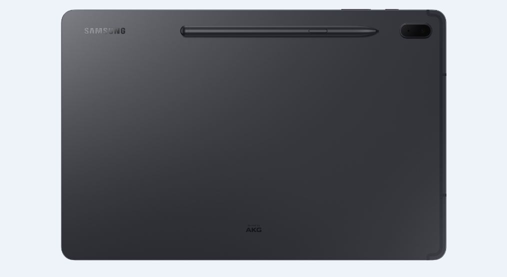 Siyah bir kalemle siyah bir tablet. Tabletin kamerası var.