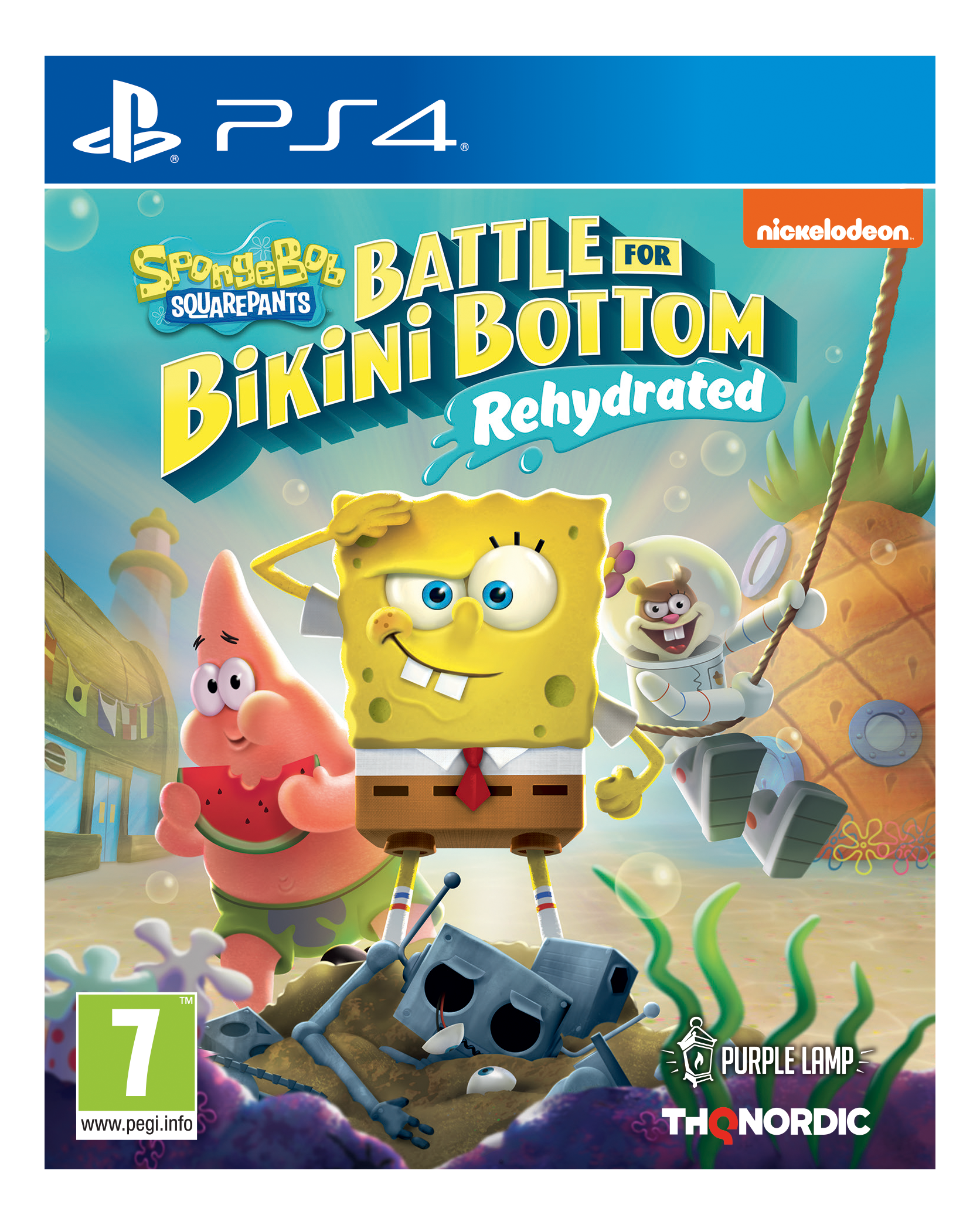 SpongeBob SquarePants Spielcover. SpongeBob, Patrick und Sandy sind die Hauptfiguren.