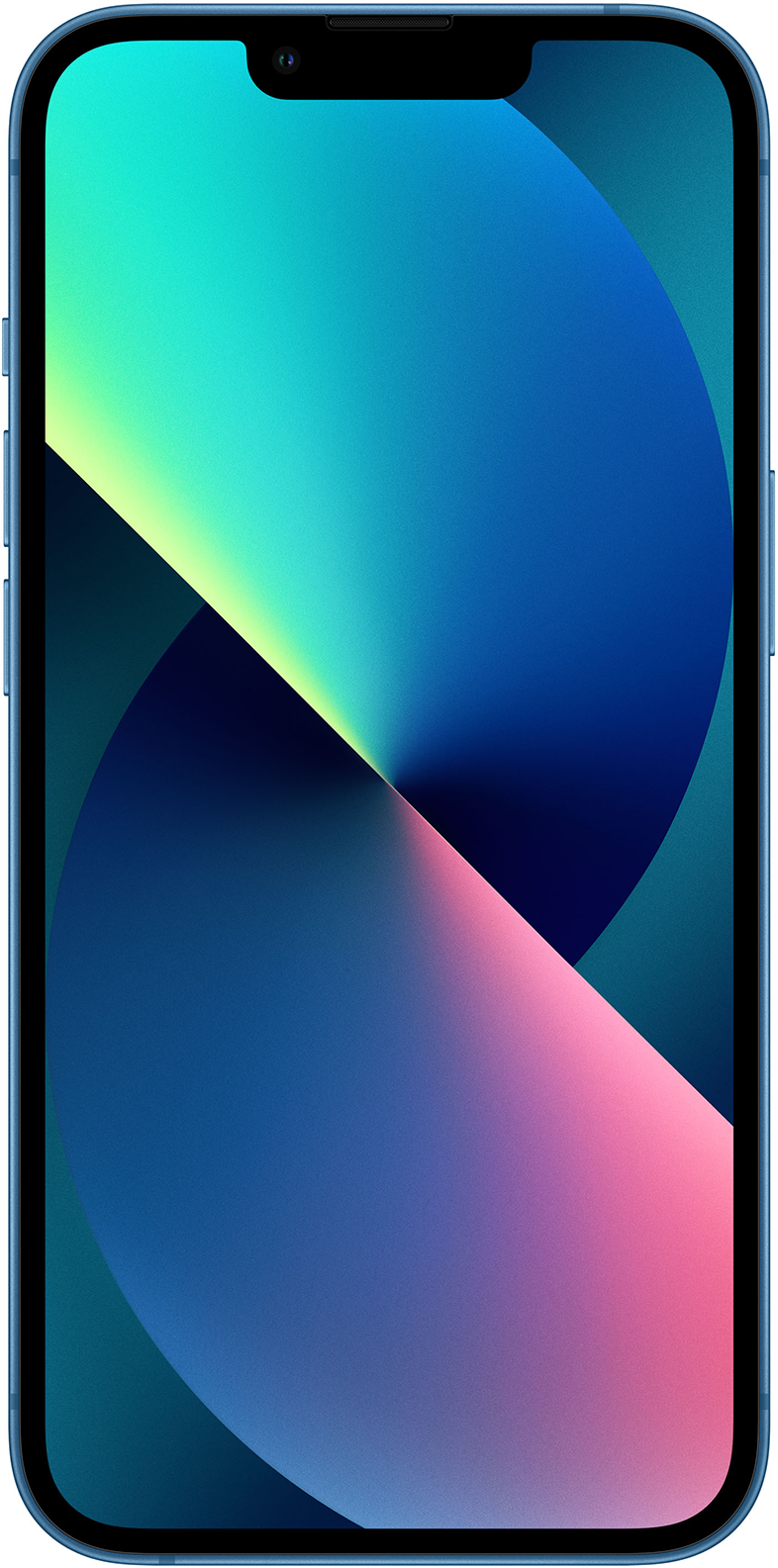 Kék iPhone színes gradienssel a képernyőn.