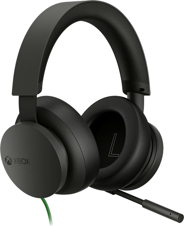 Fekete Xbox fejhallgató mikrofonnal és zöld kábellel.