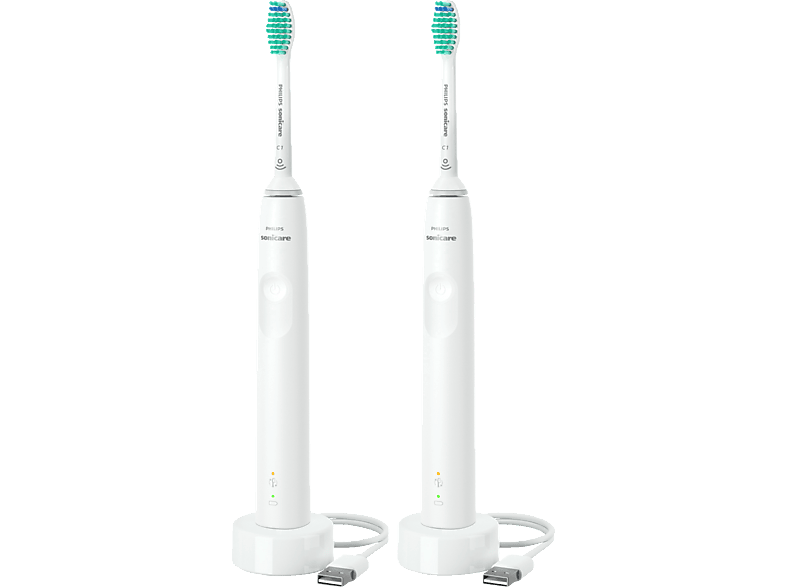 PHILIPS Sonicare HX3675/13 3100 Series Doppelpack Elektrische Zahnbürste Weiß