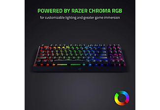 Teclado gaming - Razer BlackWidow V3 Tenkeyless, USB, Retroiluminación Chroma RGB, Mecánico, Negro
