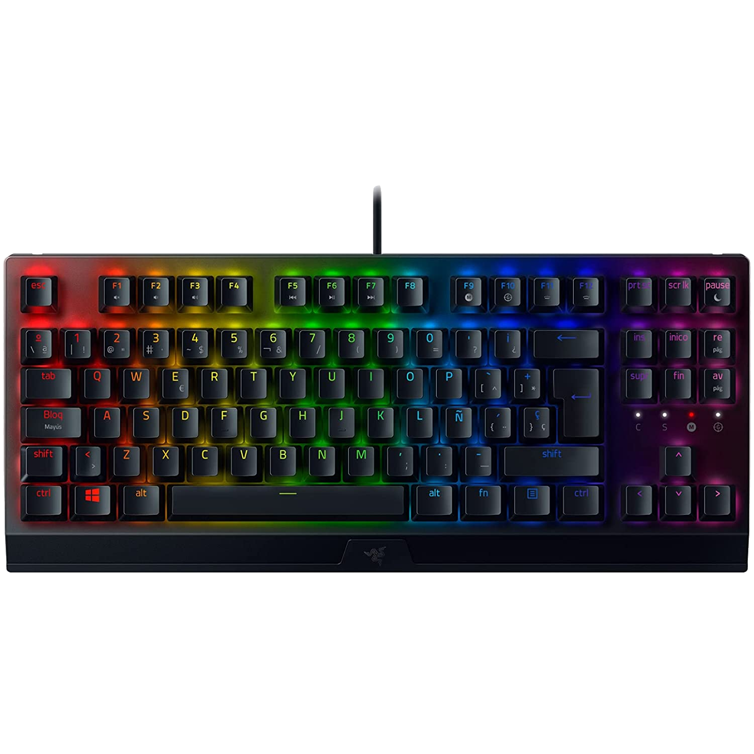 Razer Blackwidow V3 tkl yellow switch teclado gaming tenkeyless premium para juegos compacto con interruptores amarillos iluminación croma rgb de cables español negro usb retroiluminación chroma