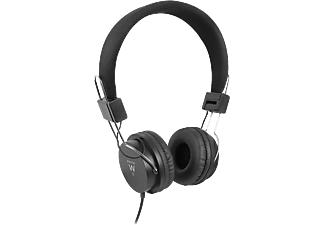 EWENT EW3573 fejhallgató, összecsukható, fonott kábel, 3,5 mm csatlakozó, fekete