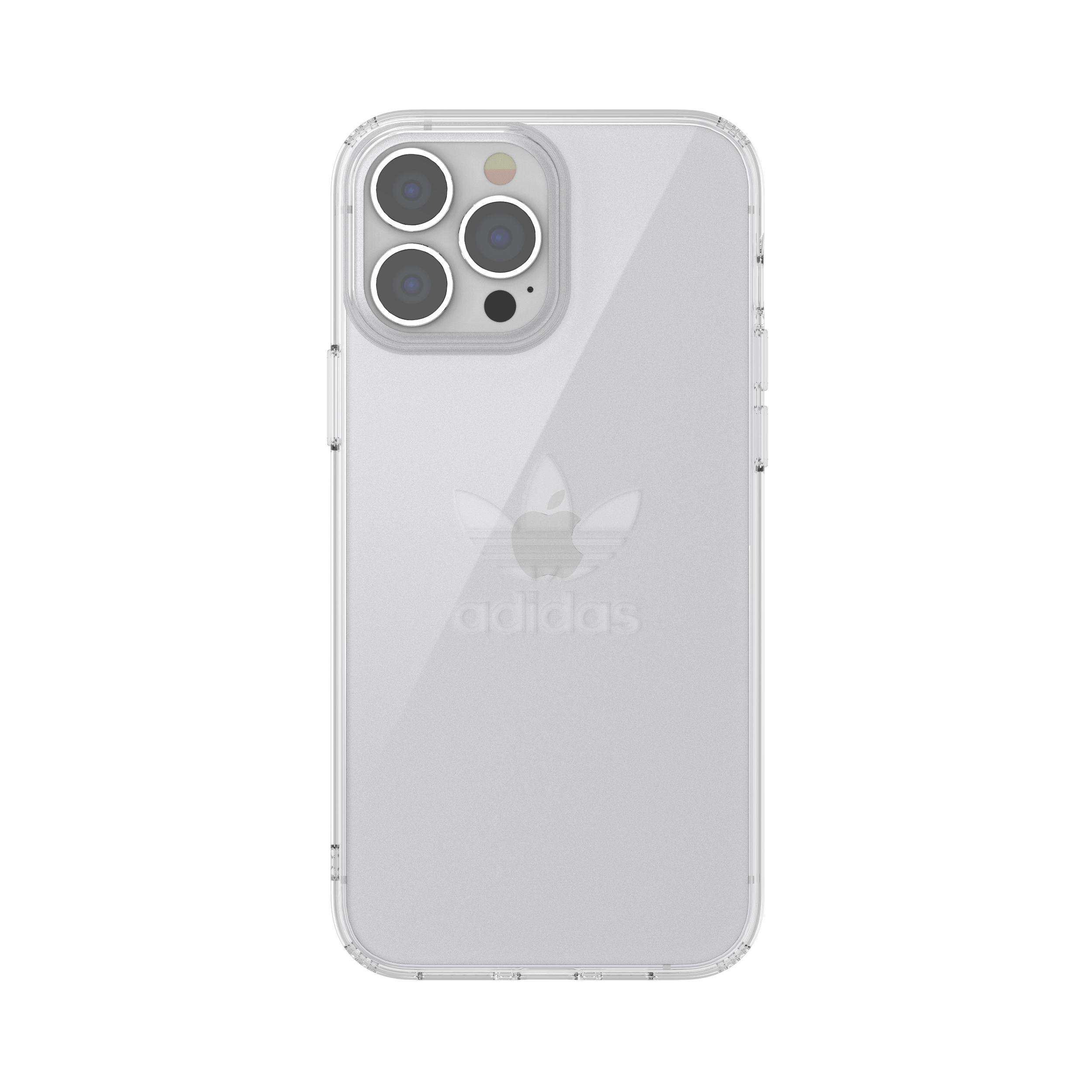 Transparente Handyhülle mit Adidas-Logo und drei Kameraausschnitten.