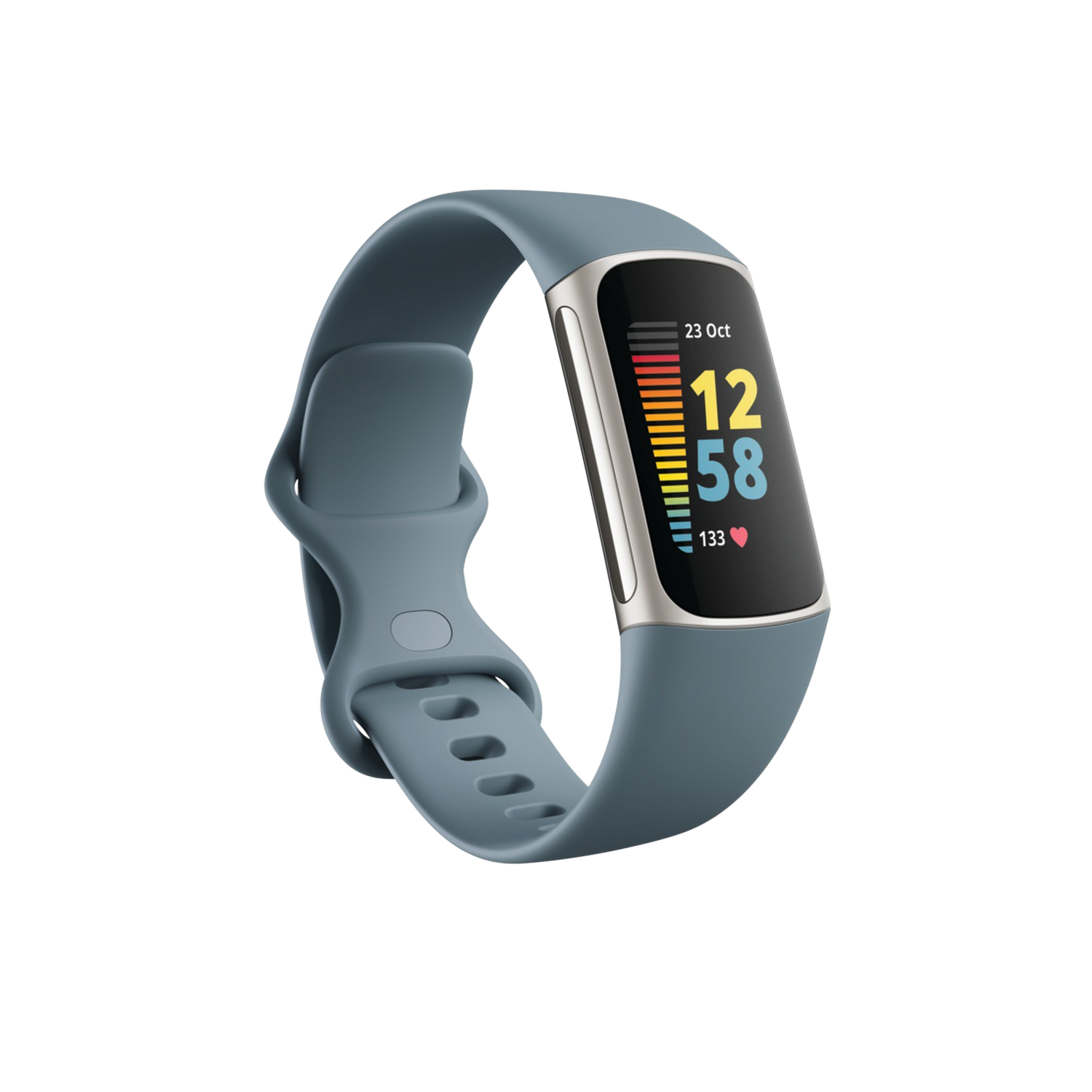 Pulsera de actividad - Fitbit Charge 5, Azul Acero, 13 - 21 cm, 1.04", GPS, BT LE, ECG, NFC, SpO2