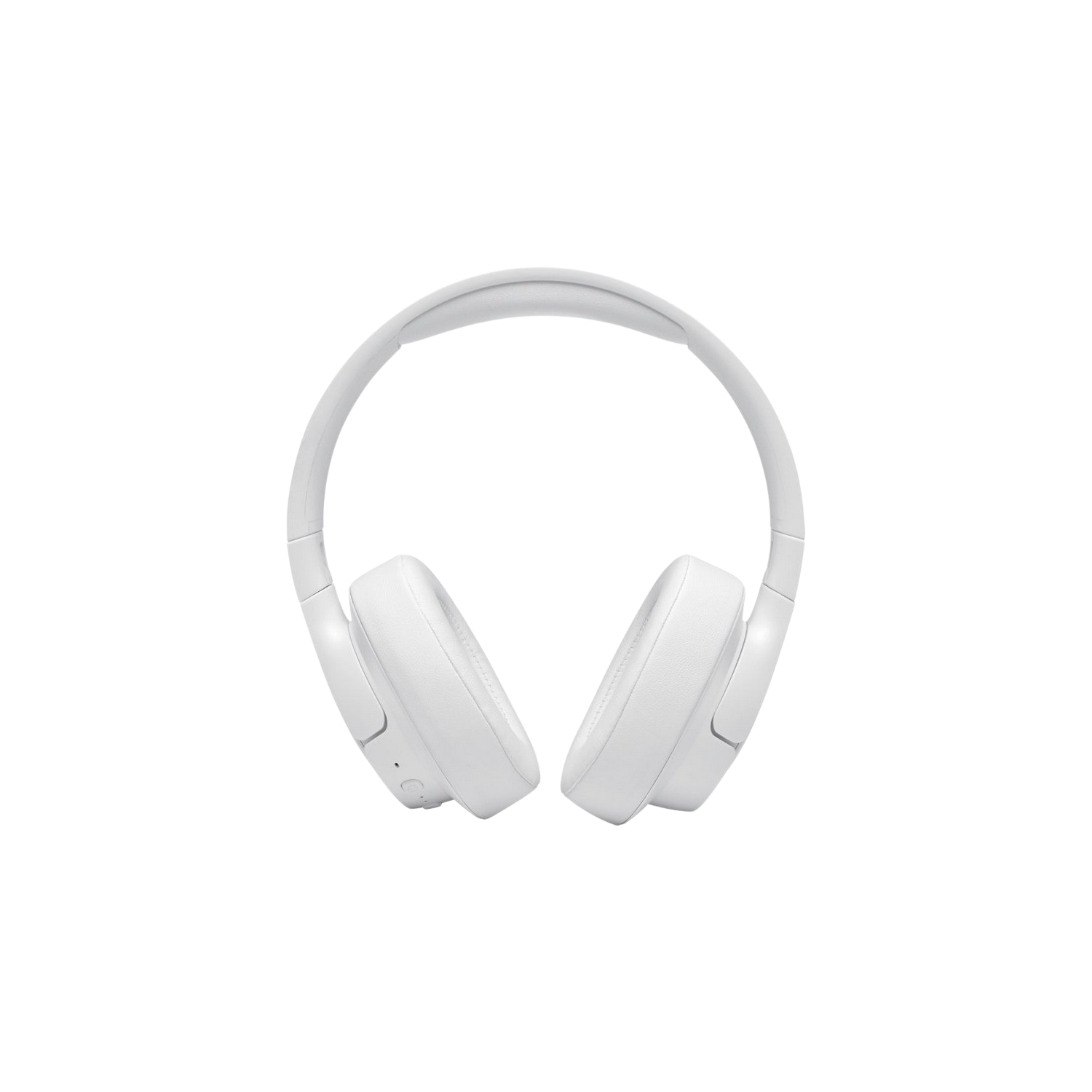 Auriculares blancos sobre fondo negro. Diseño circumaural.