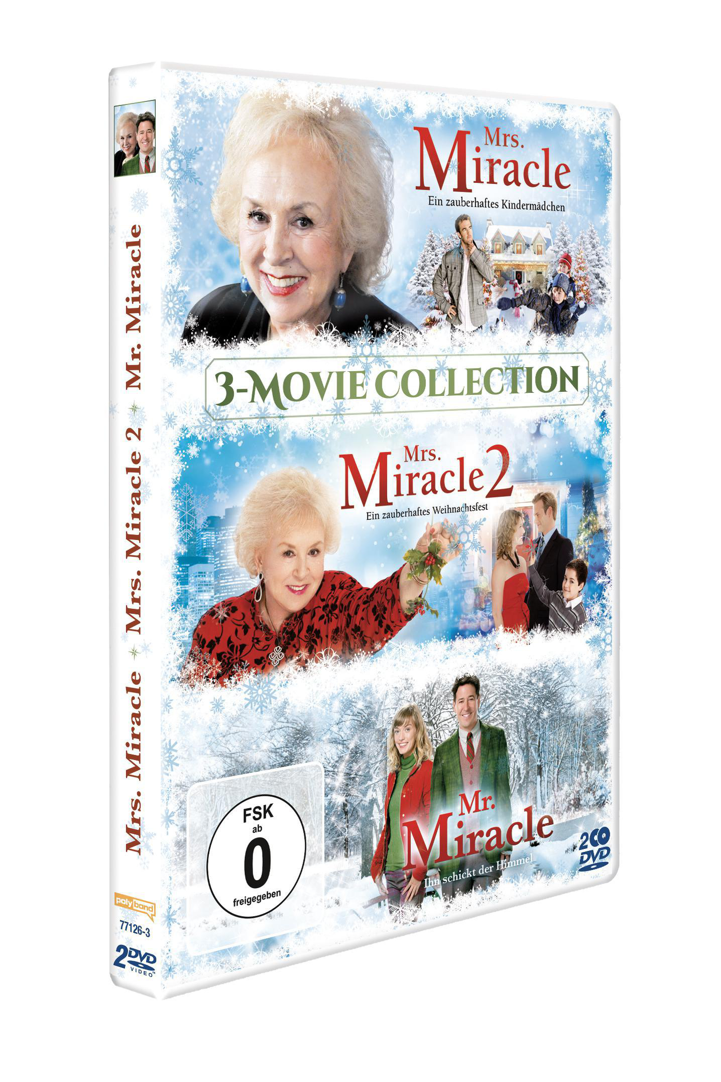 DVD-Box-Set für die „Mrs. Miracle“-Sammlung. Es zeigt mehrere Filmcover und den Titel „3-Movie Collection“.