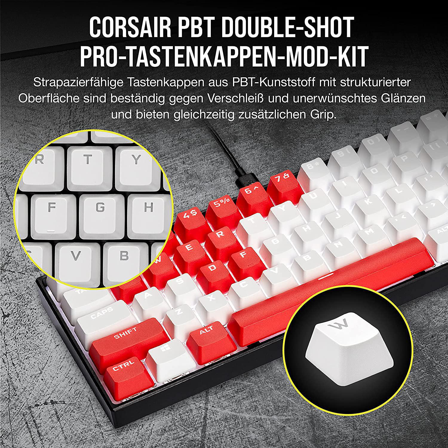 CORSAIR PBT Key-Caps, DOUBLE-SHOT White PRO-Tastenkappen,