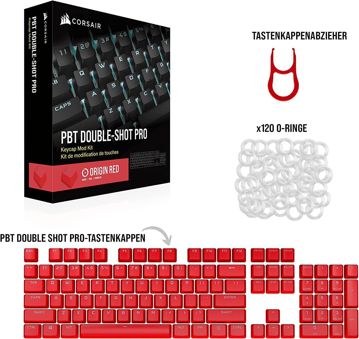 CORSAIR PBT DOUBLE-SHOT PRO-Tastenkappen, Key-Caps, Red