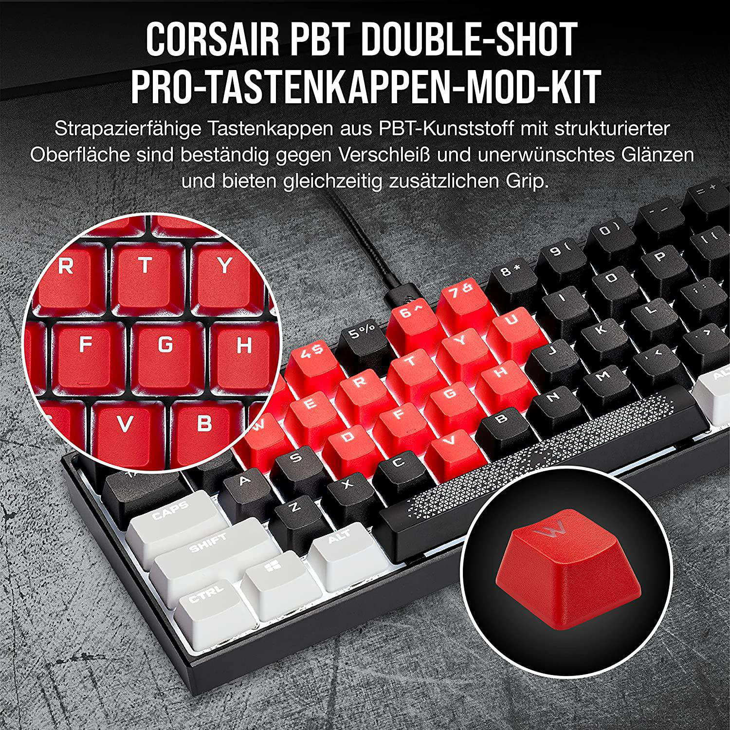CORSAIR PBT DOUBLE-SHOT PRO-Tastenkappen, Key-Caps, Red