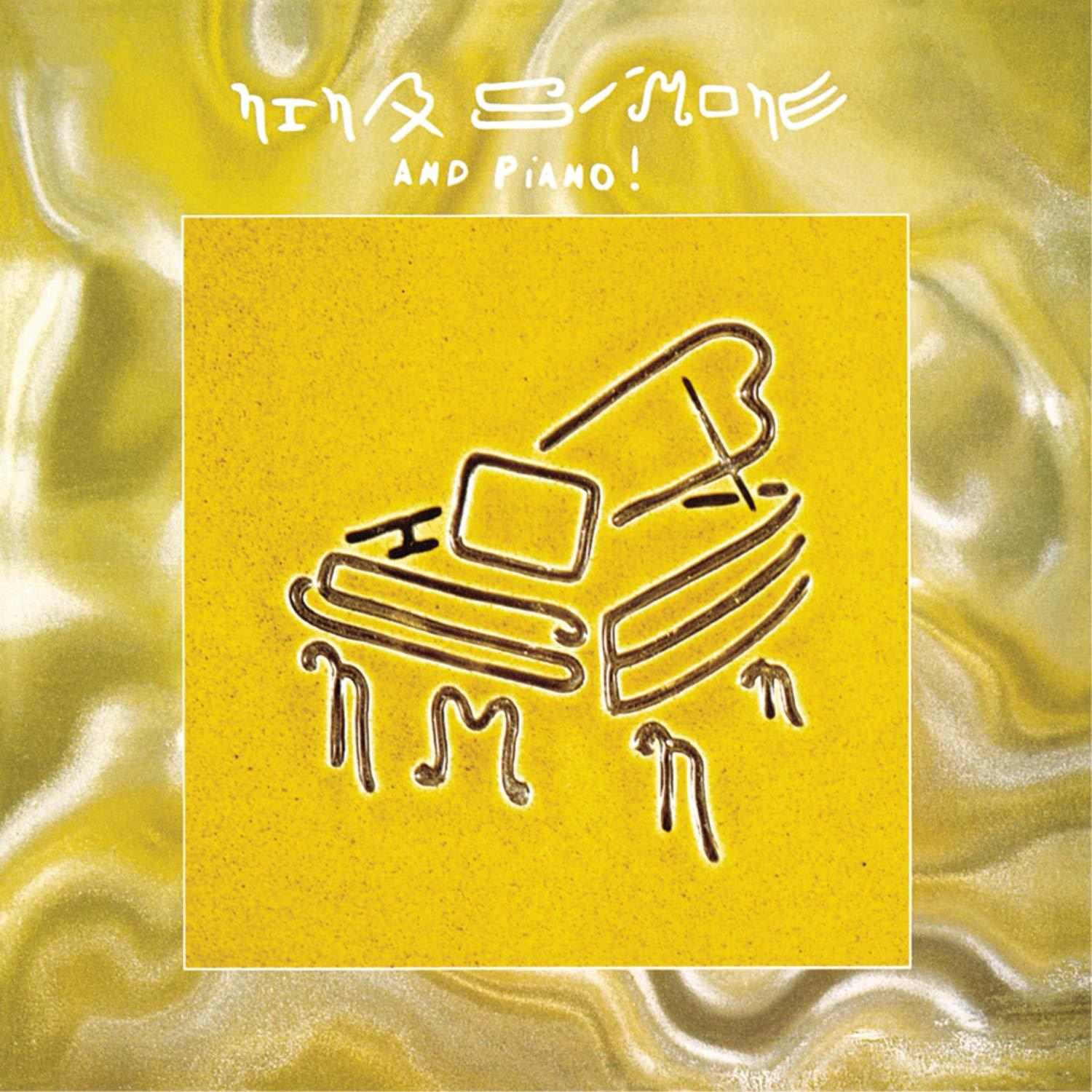 Album borító zongora grafikával sárga háttéren. A szöveg: Nina & Simone and piano!