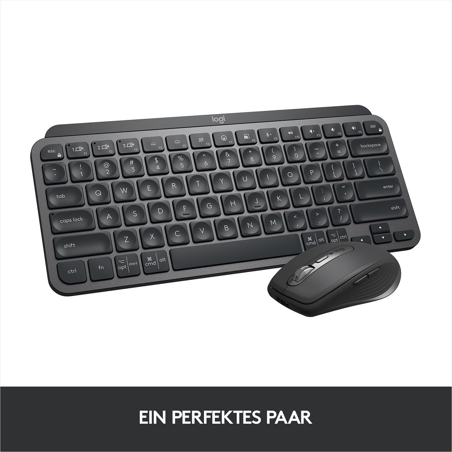 Dunkelgraues kabelloses Tastatur- und Maus-Set.