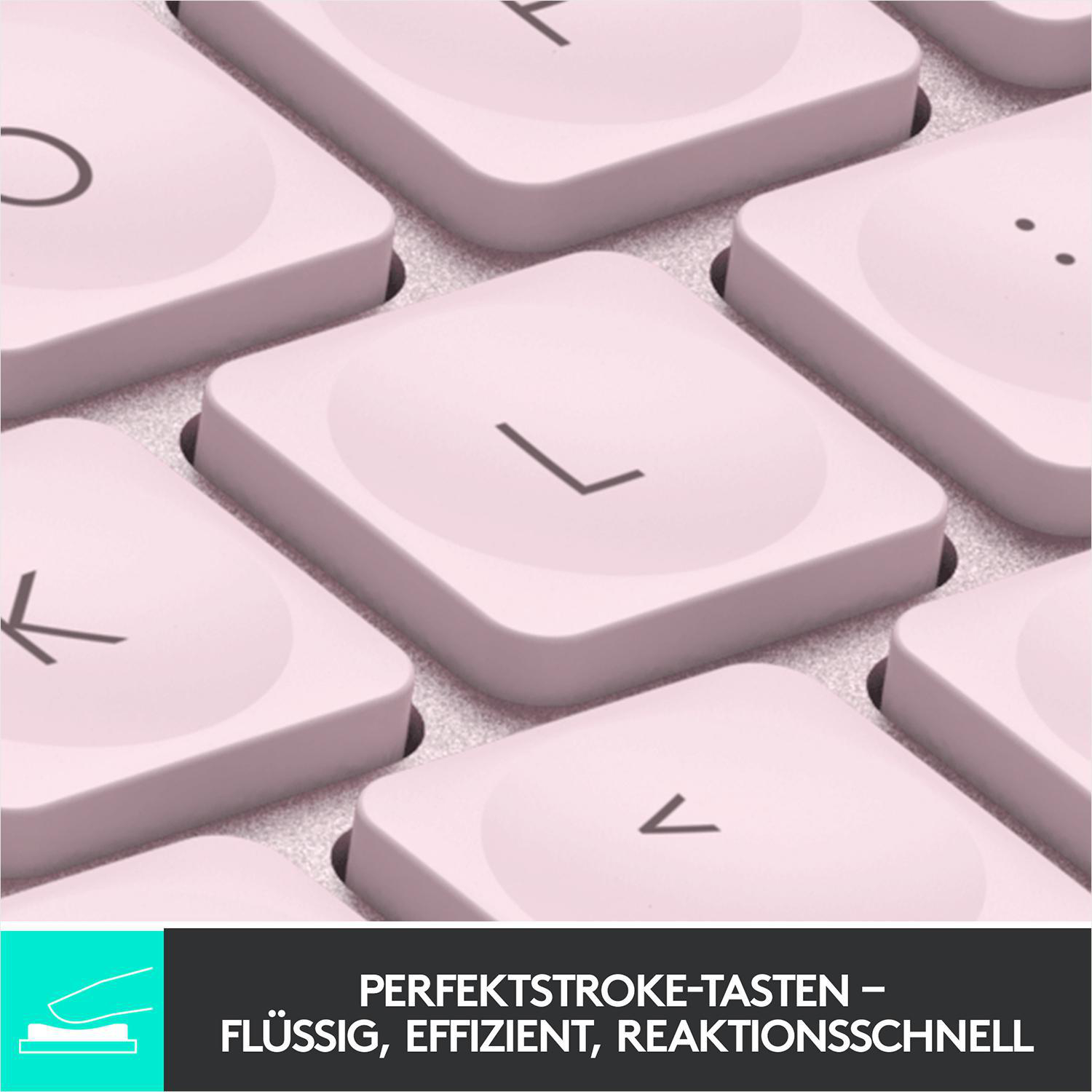 LOGITECH MX Keys Mini, Kompakt, Kabellos, Tastatur, kabellos, Rose