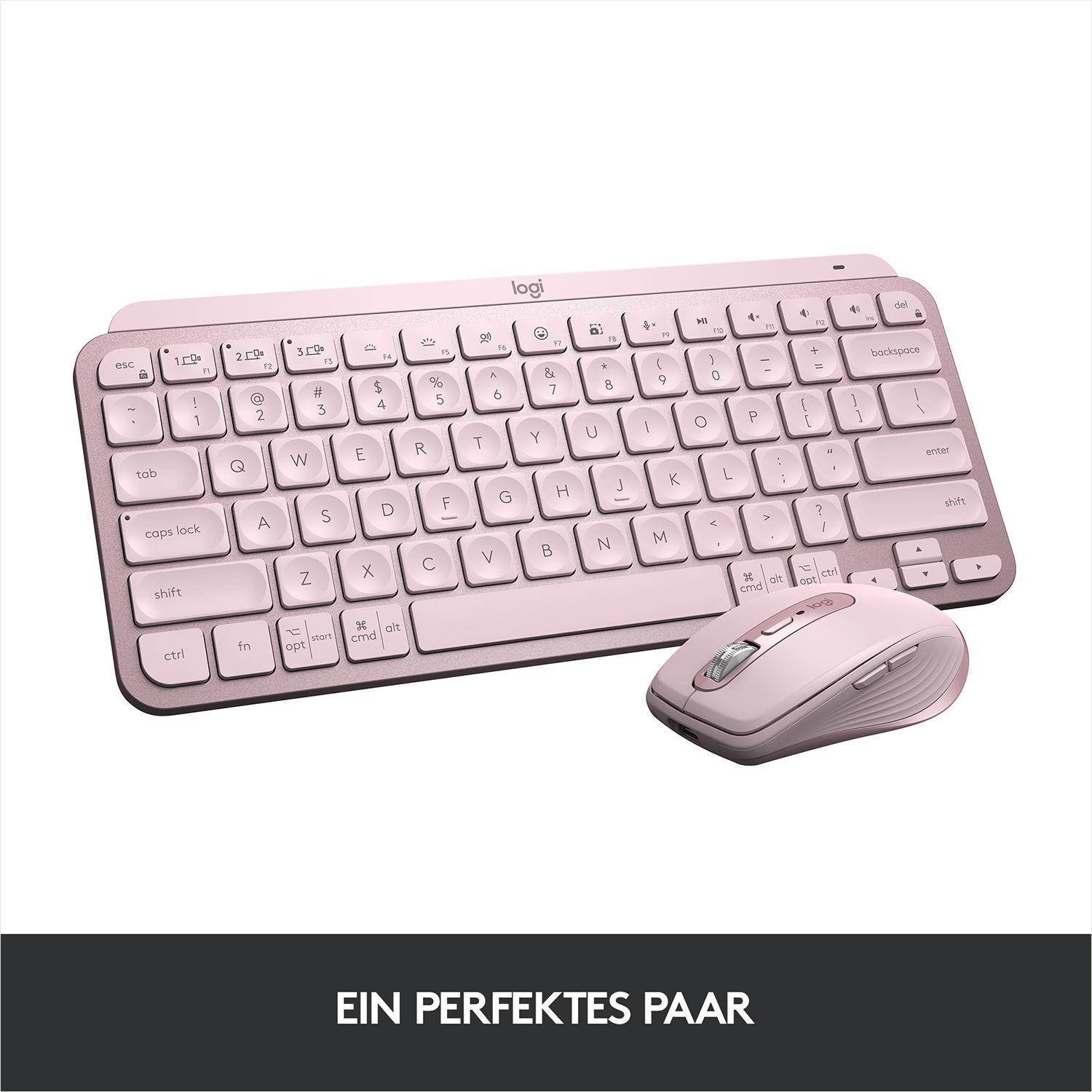 LOGITECH MX Keys Mini, Kompakt, Kabellos, Tastatur, kabellos, Rose