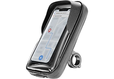 Soporte móvil - CellularLine MOTOHOLDERCASEK, Para motos, Smartphones hasta 6.7", 360°, Negro