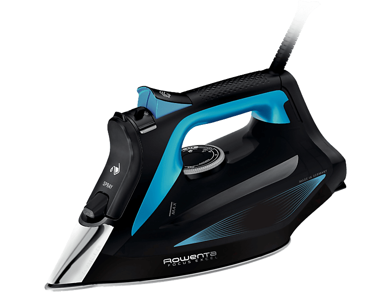 Plancha de vapor - Rowenta DW5310D1 Focus Excel, 2700 W, 180 g/min, Suela Microsteam 400 HD Láser, 150 ml, Azul metalizado y negro