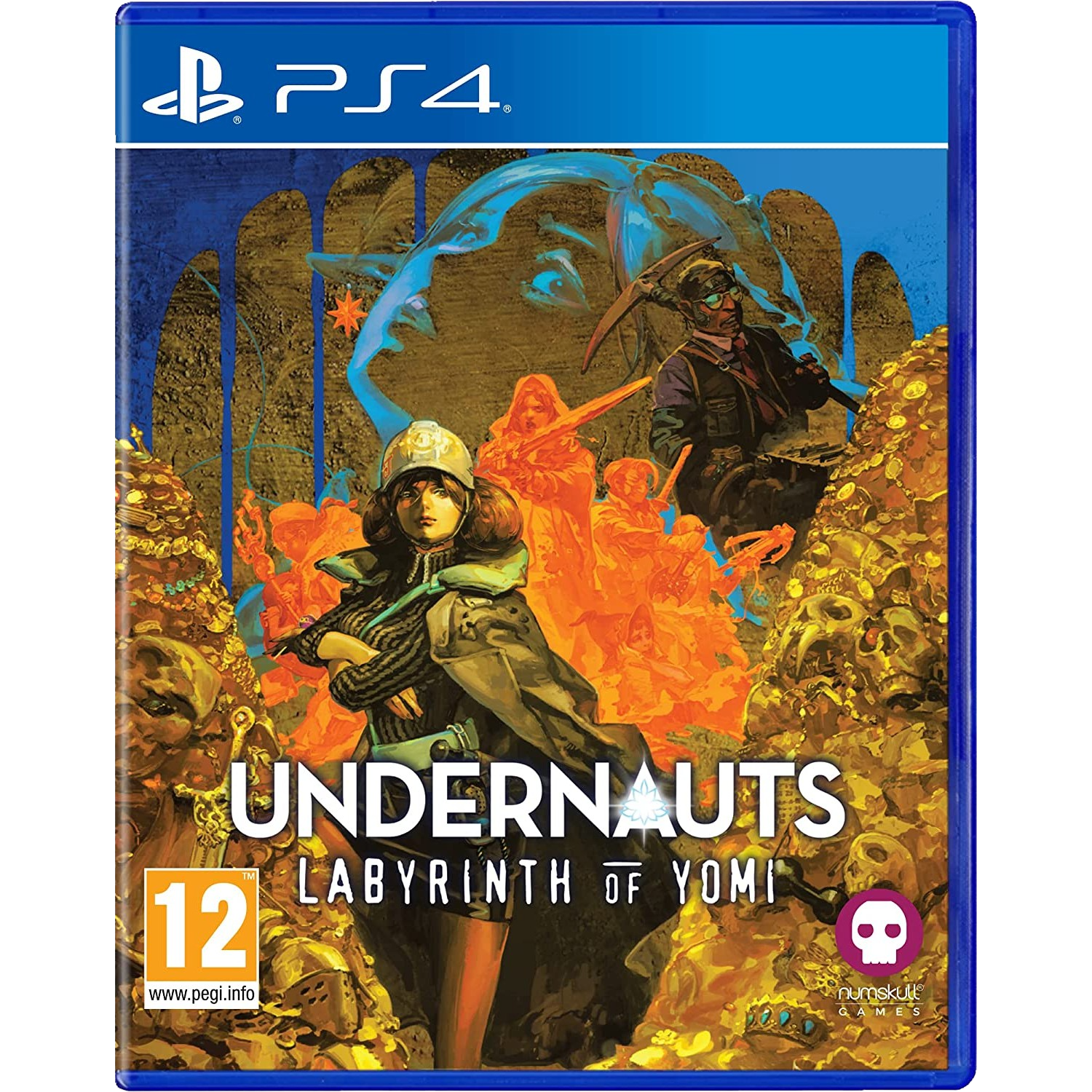 Portada del juego de PS4 'Undernauts: Labyrinth of Yomi', con una mujer en primer plano.