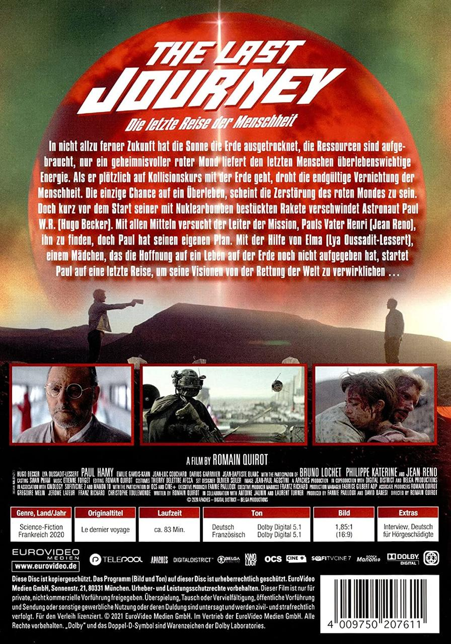 Rückseite einer DVD-Hülle von „The Last Journey“ mit Bildern des Films und Text.