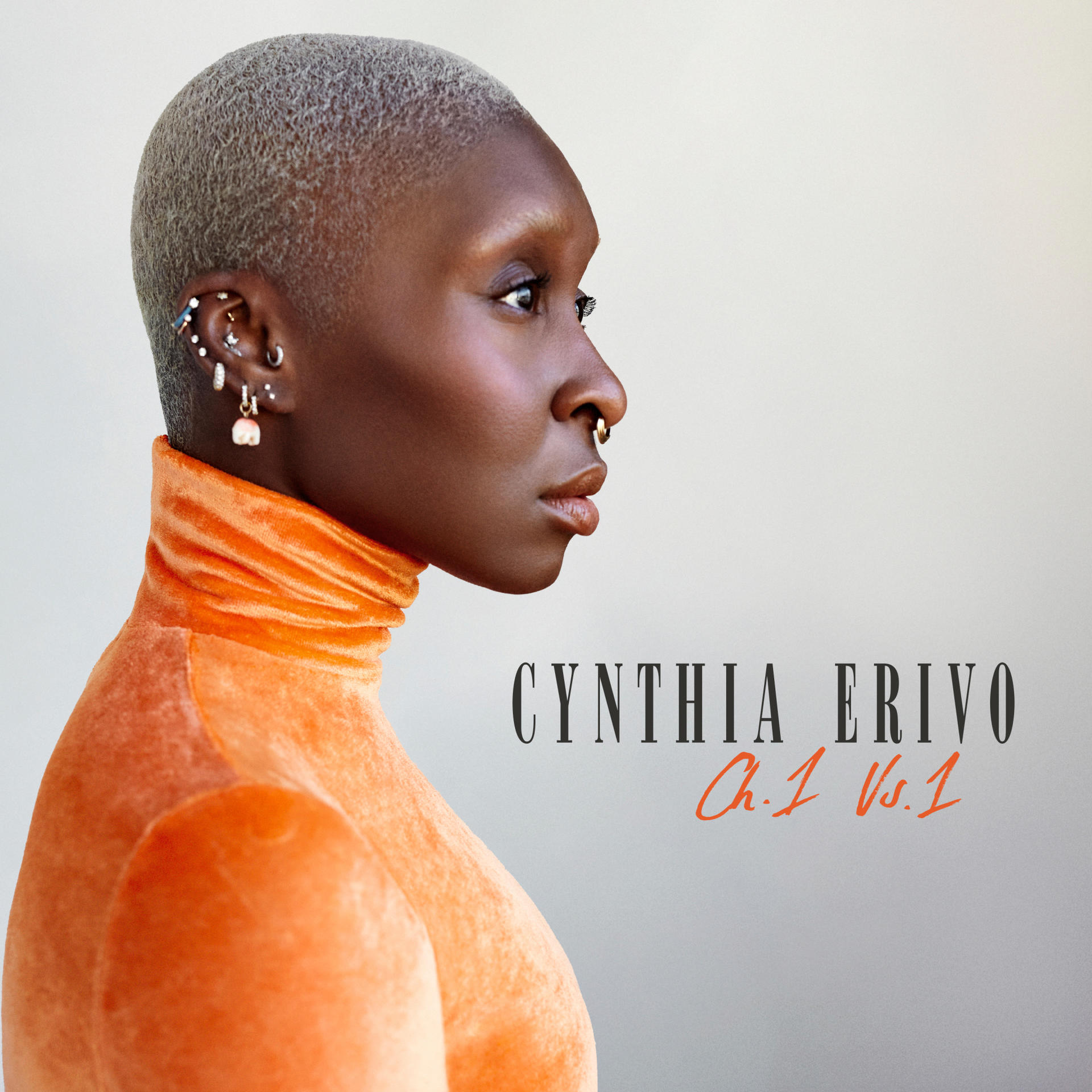 Cynthia Erivo album borítója. Egy nő profilja ezüst hajjal. A cím fekete szöveggel.