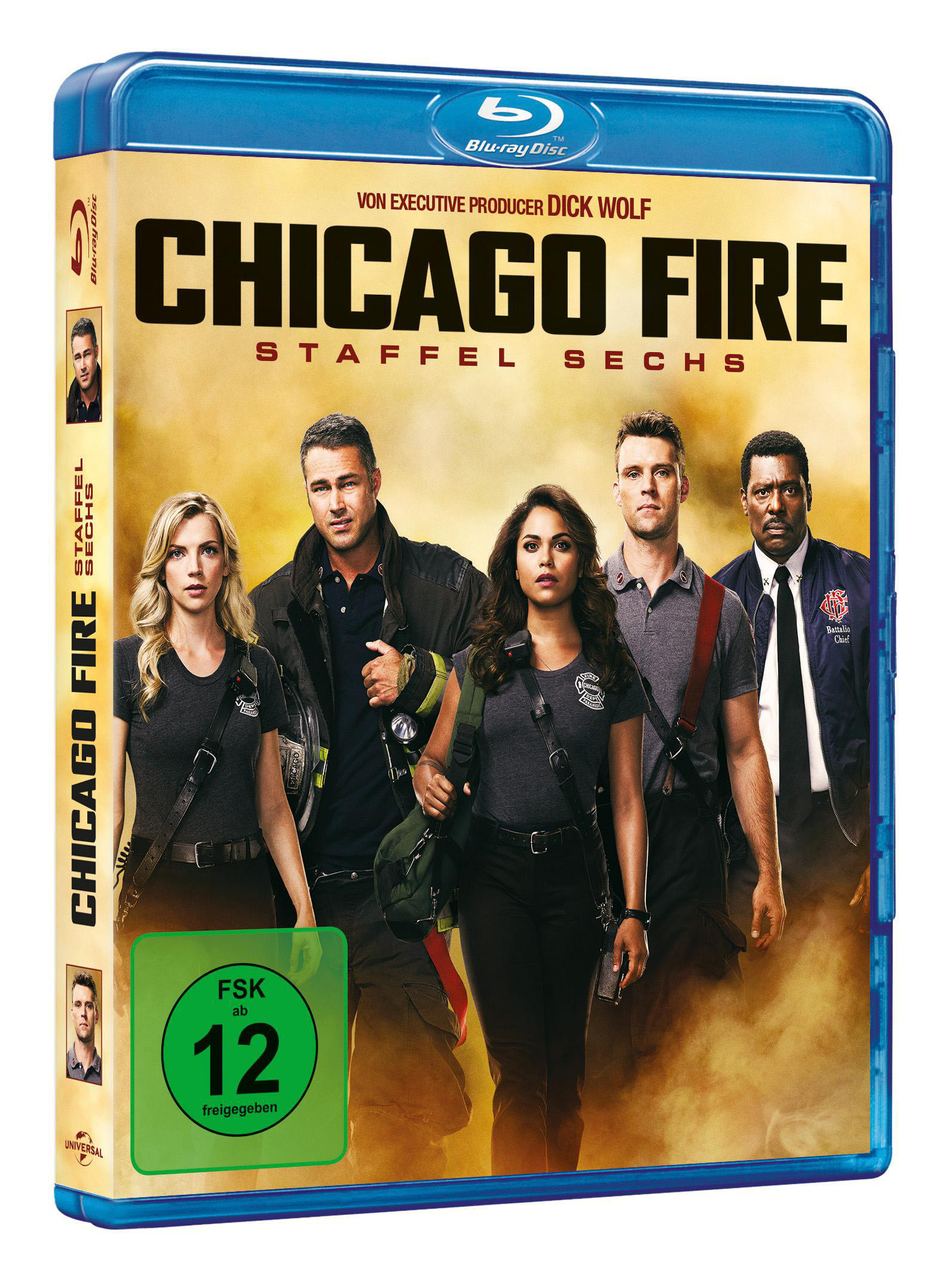 Chicago Fire Blu-ray-Cover mit Fotos der Besetzung und Titel.