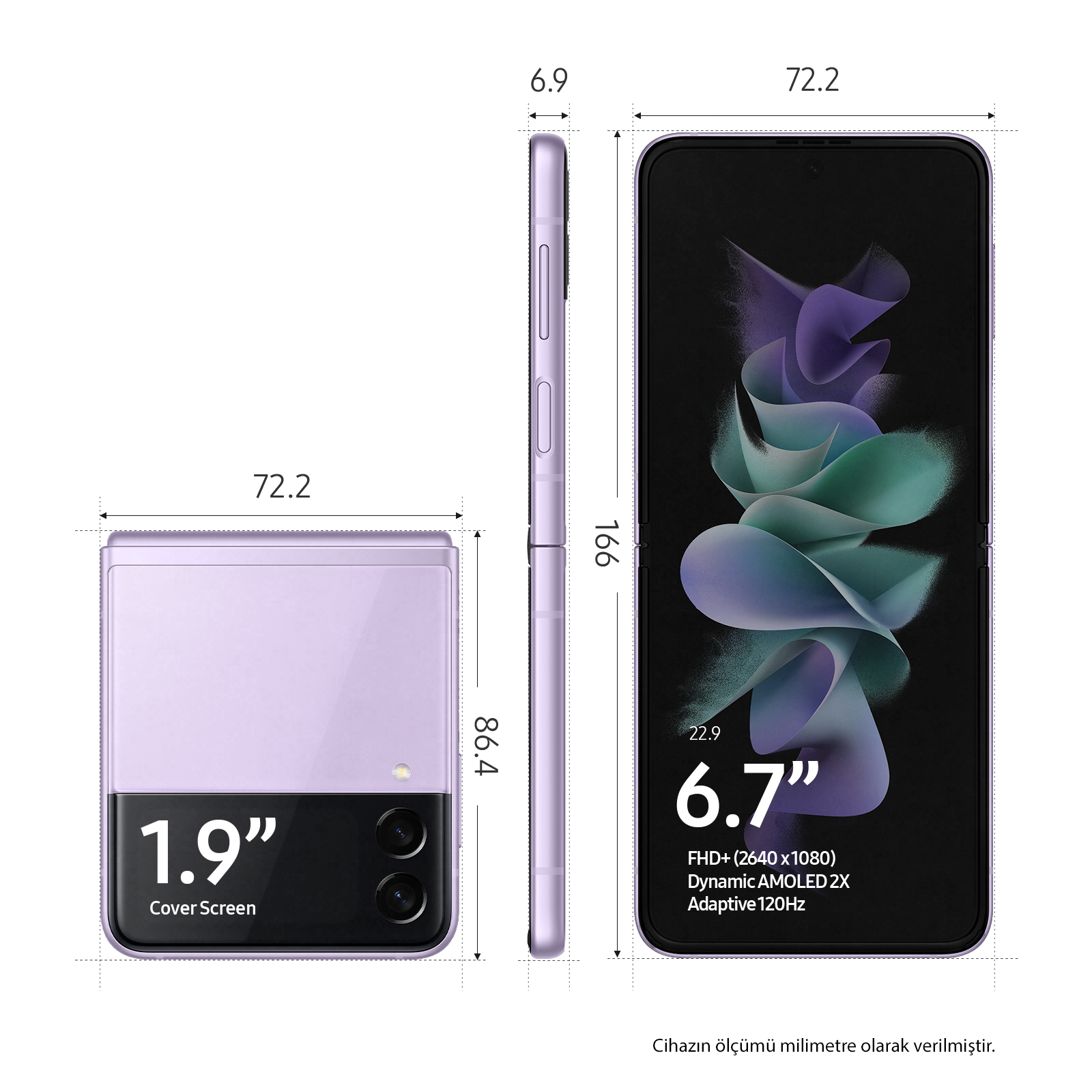 SAMSUNG Galaxy Z Flip3 5G 128GB Akıllı Telefon Violet Fiyat