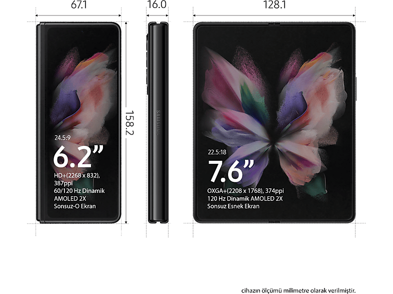 SAMSUNG Galaxy Z Fold 3 5G 256GB Akıllı Telefon Siyah Fiyat