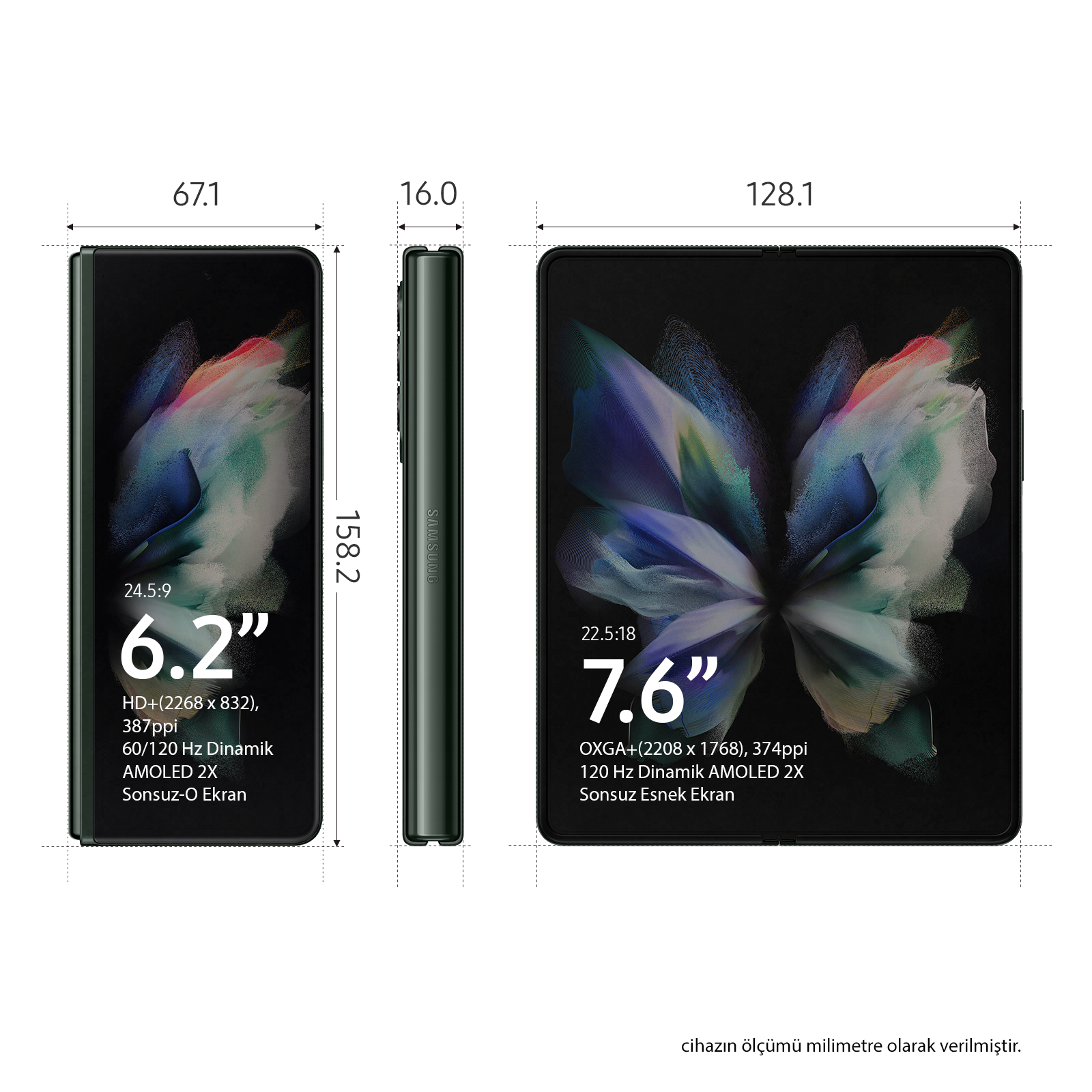 SAMSUNG Galaxy Z FOLD3 5G 256GB Akıllı Telefon Yeşil Fiyat