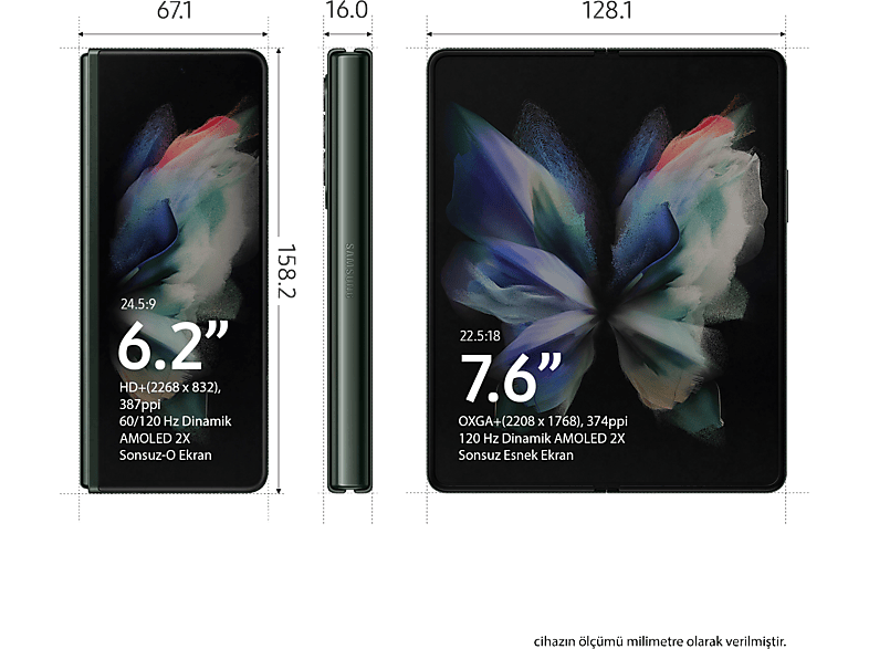 SAMSUNG Galaxy Z FOLD3 5G 256GB Akıllı Telefon Yeşil Fiyat