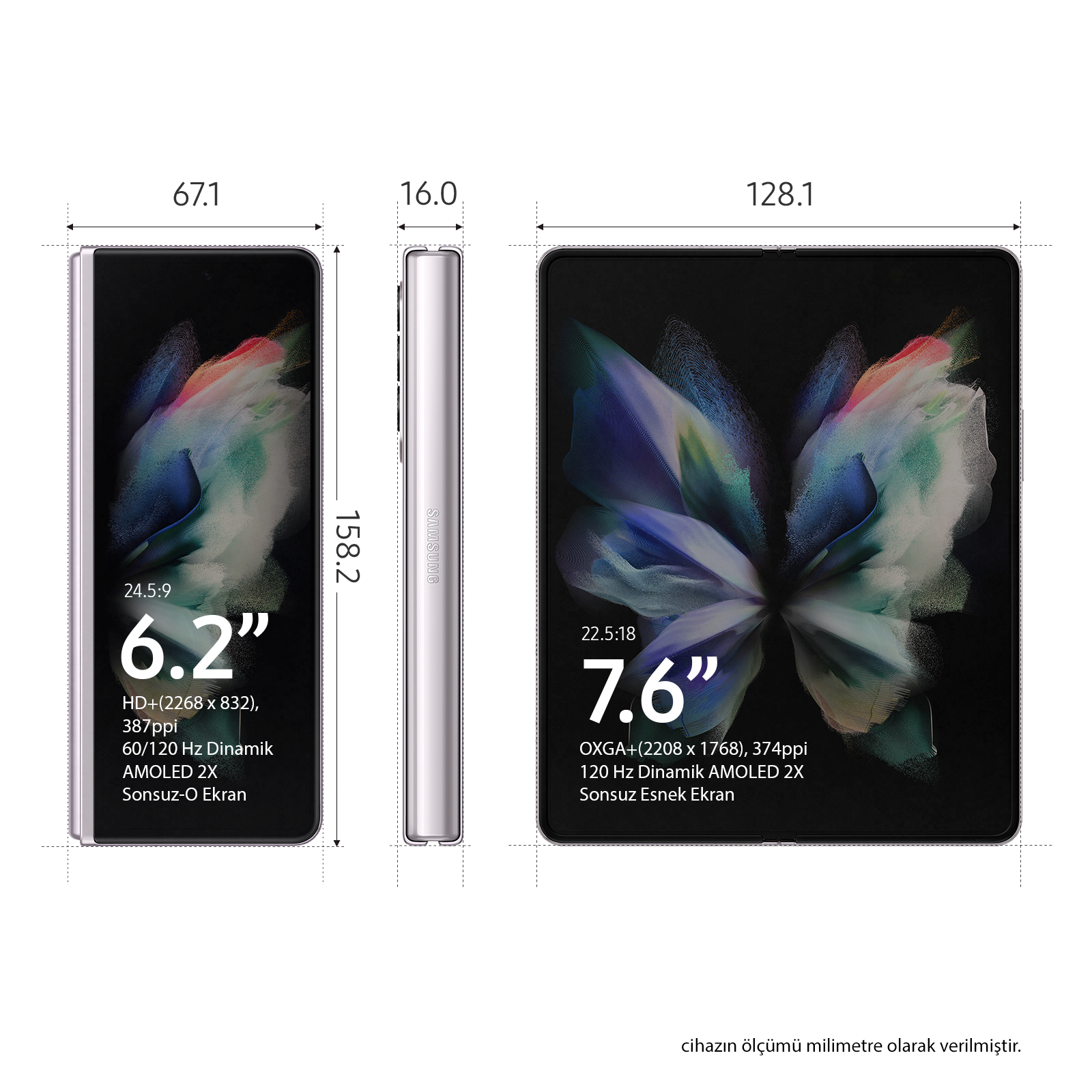 SAMSUNG Galaxy Z Fold 3 256GB Akıllı Telefon Gümüş Fiyat & Özellik