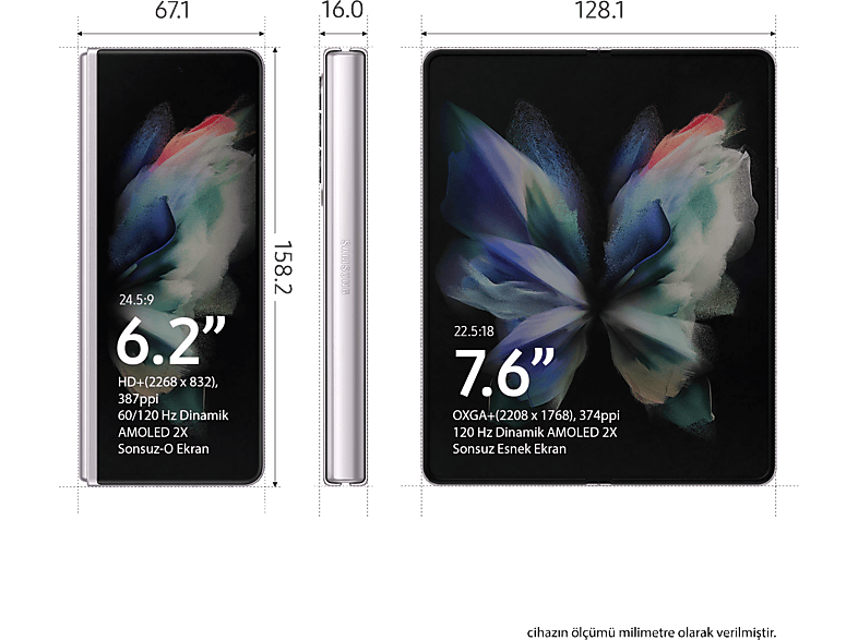 SAMSUNG Galaxy Z Fold 3 256GB Akıllı Telefon Gümüş Fiyat & Özellik