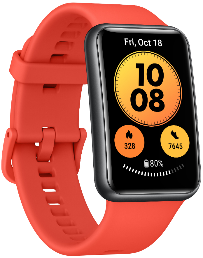 HUAWEI Watch Fit new Smartwatch Silikon, 80-120 mm (Standard), 80-102 mm (kurz), Pomelo Red