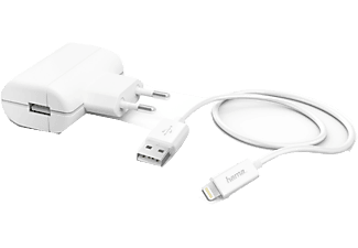 HAMA hálózati töltő szett Lightning - USB adatkábellel, 2,4A, fehér (183265)