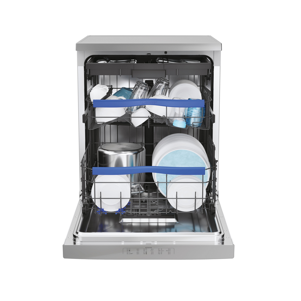 Lavavajillas - Candy Brava CDPMN 4S622PX/E, 16 servicios, 12 programas, 60cm ancho, WIFI, 3a bandeja, Inox