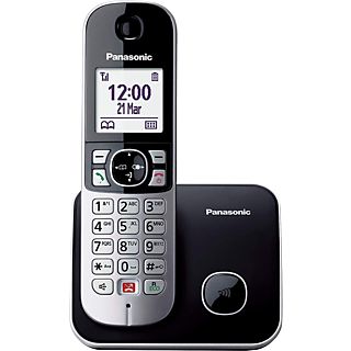 Teléfono - Panasonic KX-TG6851SP, Inalámbrico, Identificación de llamadas, No molestar, Negro + Base